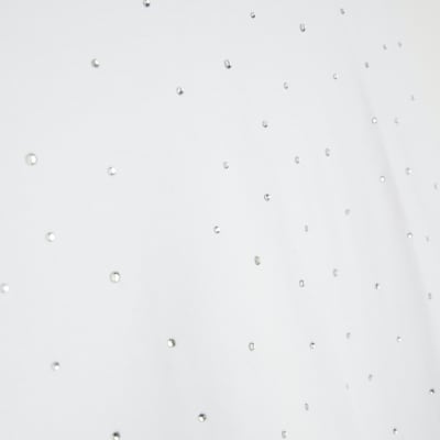 White Embellished Shoulder Pad T-Shirt