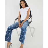 White Embellished Shoulder Pad T-Shirt