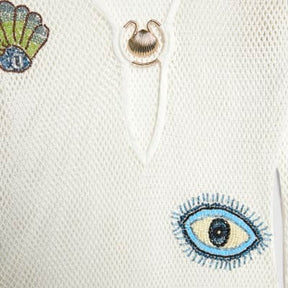 White Embroidered Knit Maxi Beach Dress