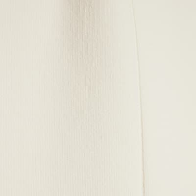 White Fitted Knit Sleeveless Top