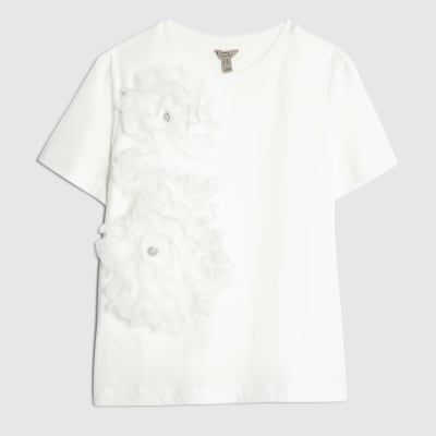 White Floral 3D Boutique T-Shirt