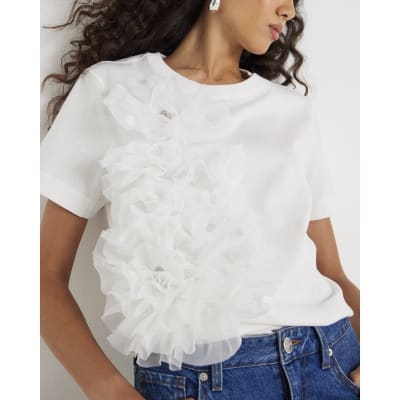 White Floral 3D Boutique T-Shirt