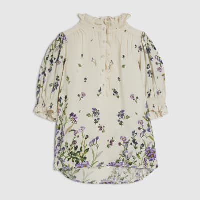 White Floral Blouse