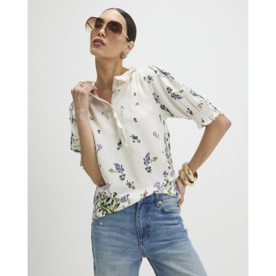 White Floral Blouse