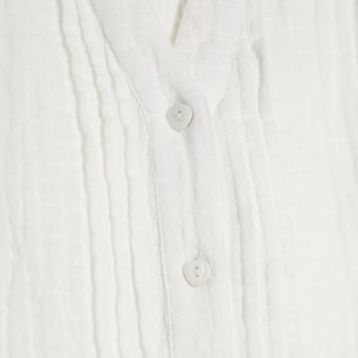 White Frill Collar Short Sleeve Blouse