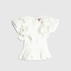 White Frill peplum Blouse