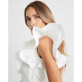 White Frill peplum Blouse