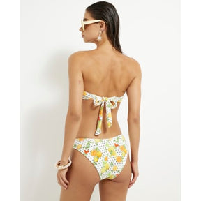 White Fruit Print Textured Bikini Bottoms