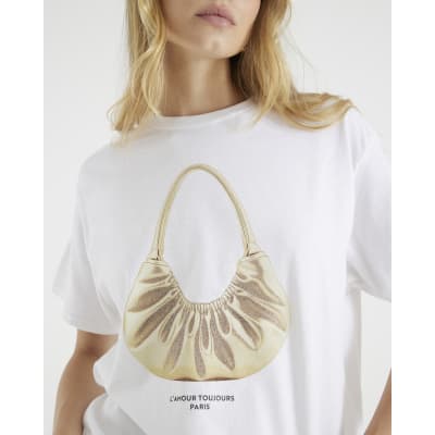 White Glitter L'Amour Bag T-Shirt