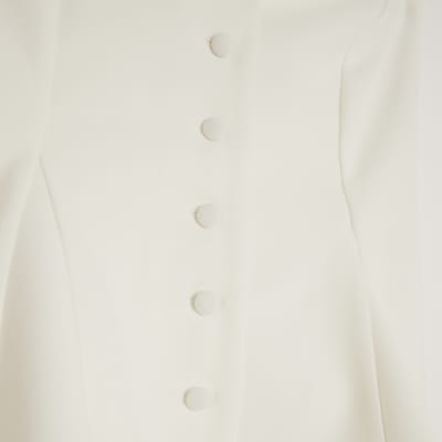 White Halter Neck Peplum Waistcoat