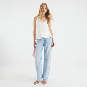 White Halter Neck Peplum Waistcoat