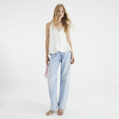 White Halter Neck Peplum Waistcoat