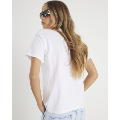 White Ibiza Beaded Palm T-Shirt
