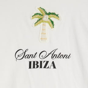 White Ibiza Beaded Palm T-Shirt