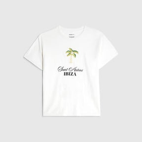 White Ibiza Beaded Palm T-Shirt