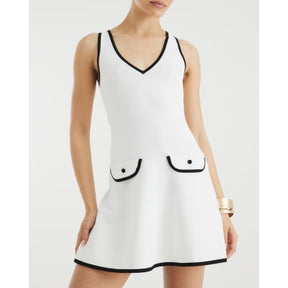 White Knit Ribbed Mini Shift Dress