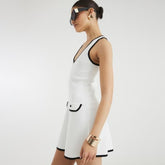 White Knit Ribbed Mini Shift Dress