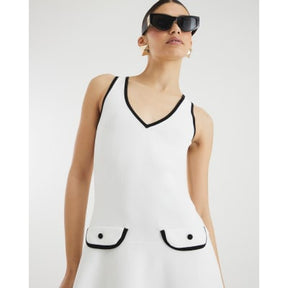 White Knit Ribbed Mini Shift Dress