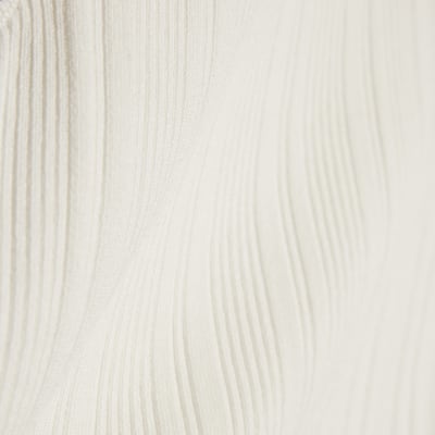 White Knit Ribbed Tipped Vest Top
