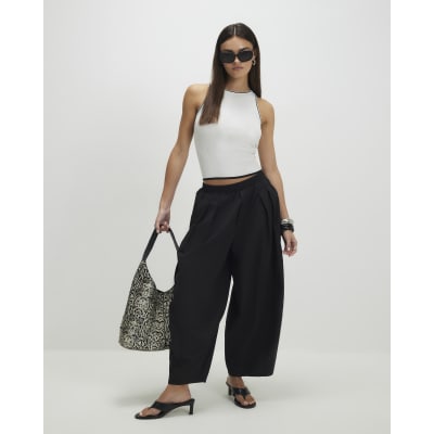 White Knit Ribbed Tipped Vest Top