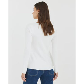 White Knitted Long Sleeve Peplum Top