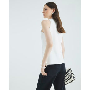 White Knitted Longline Waistcoat