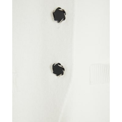 White Knitted Longline Waistcoat