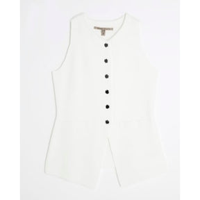 White Knitted Longline Waistcoat