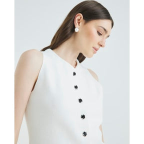 White Knitted Longline Waistcoat