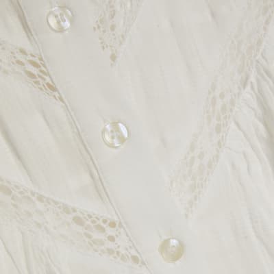 White Lace Button Through Blouse