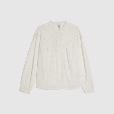 White Lace Button Through Blouse