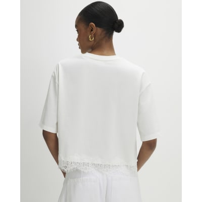 White Lace Detail T-Shirt