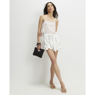 White Layered Frill Shorts