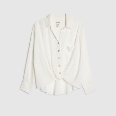 White Linen Blend Shirt
