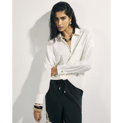 White Linen Blend Shirt