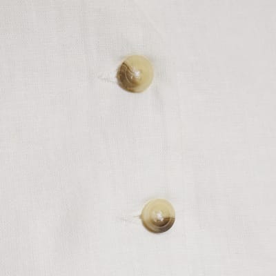 White Linen Blend Waistcoat