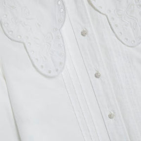 White Long Sleeve Collared Blouse