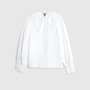 White Long Sleeve Collared Blouse