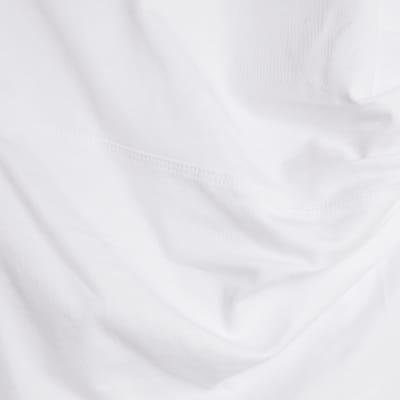 White Long Sleeve Drape Side Top