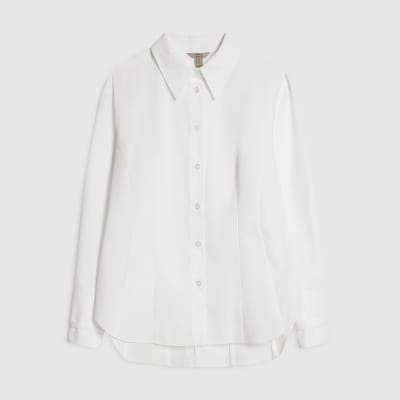 White Long Sleeve Fitted Shirt