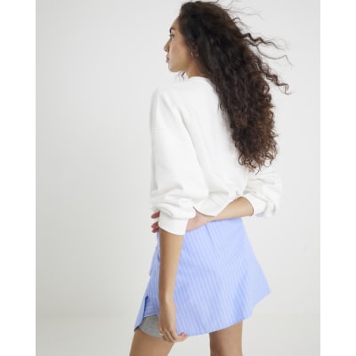 White Long Sleeve Foil Circle Sweatshirt