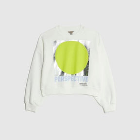 White Long Sleeve Foil Circle Sweatshirt
