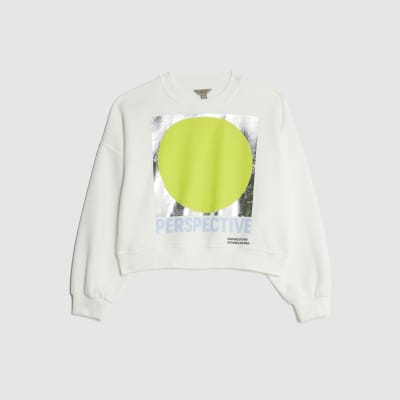 White Long Sleeve Foil Circle Sweatshirt