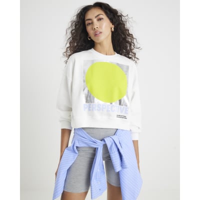 White Long Sleeve Foil Circle Sweatshirt