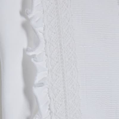 White Long Sleeve Frill Trim Smock Top