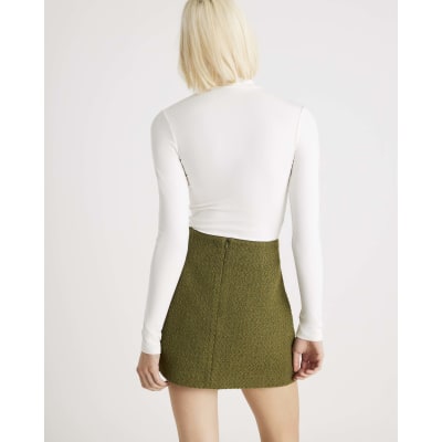 White Long Sleeve Roll Neck Top