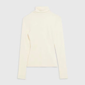 White Long Sleeve Roll Neck Top