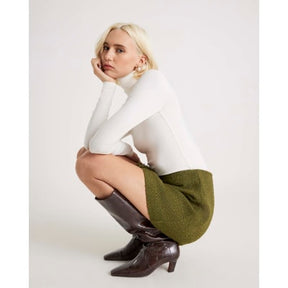 White Long Sleeve Roll Neck Top