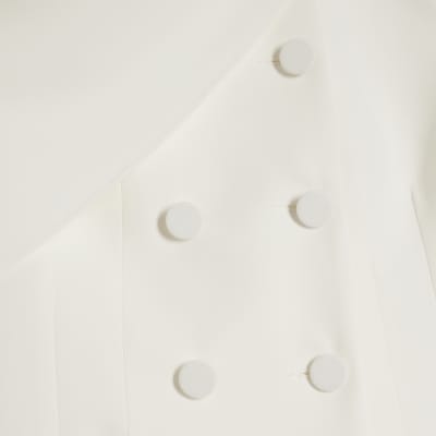 White Long Sleeve Short Cape Blazer