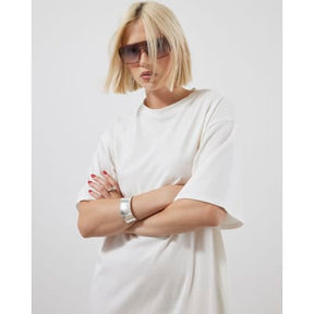 White Mesh Hybrid T-shirt Midi Dress